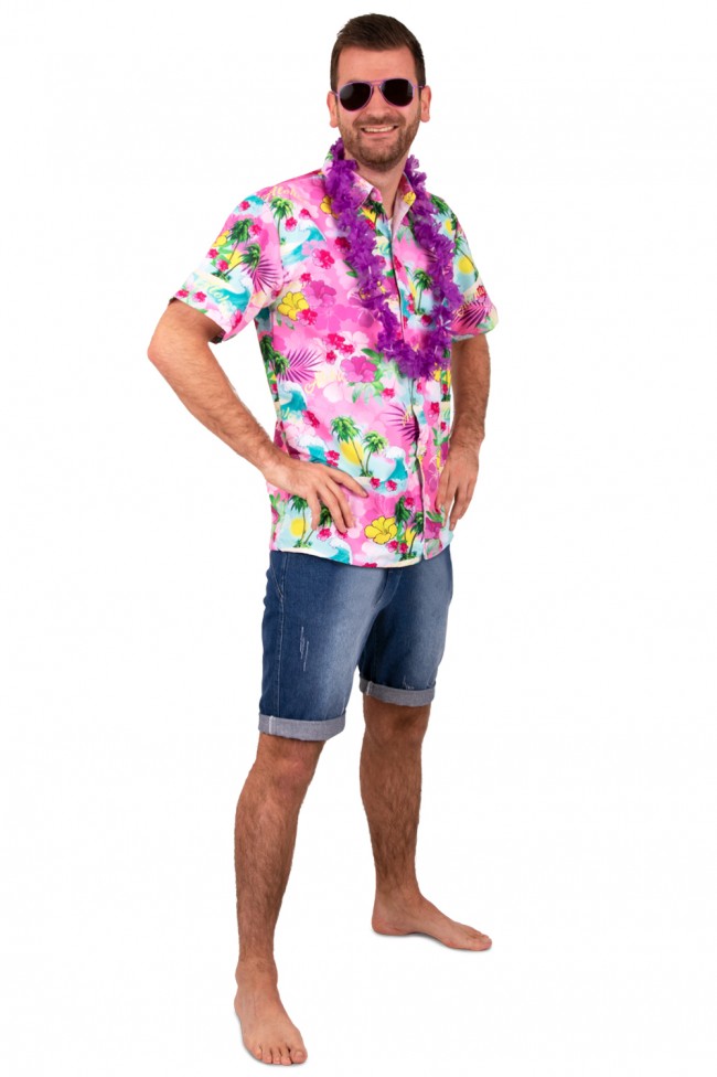 Hawaiihemd roze - Willaert, verkleedkledij, carnavalkledij, carnavaloutfit, feestkledij, hawaii, tropical